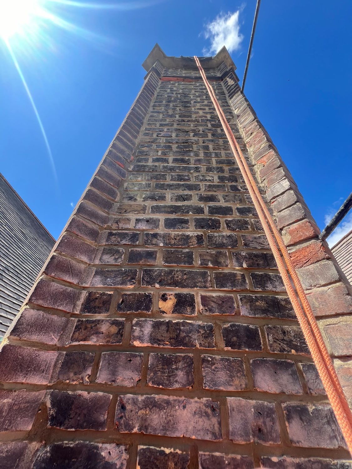 Repointing a Victorian chimney stack without a scaffold